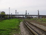 станция Шкиротава: Выходные групповые светофоры из "В" парка и вид в сторону "J" парка