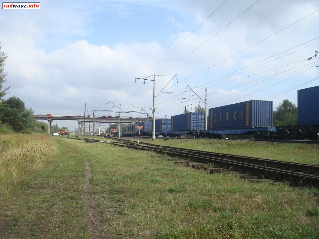Путепровод (автодорога Славута-Корец) на станции Славута. Юго-Западная ж.д. Вид в сторону Цветохи