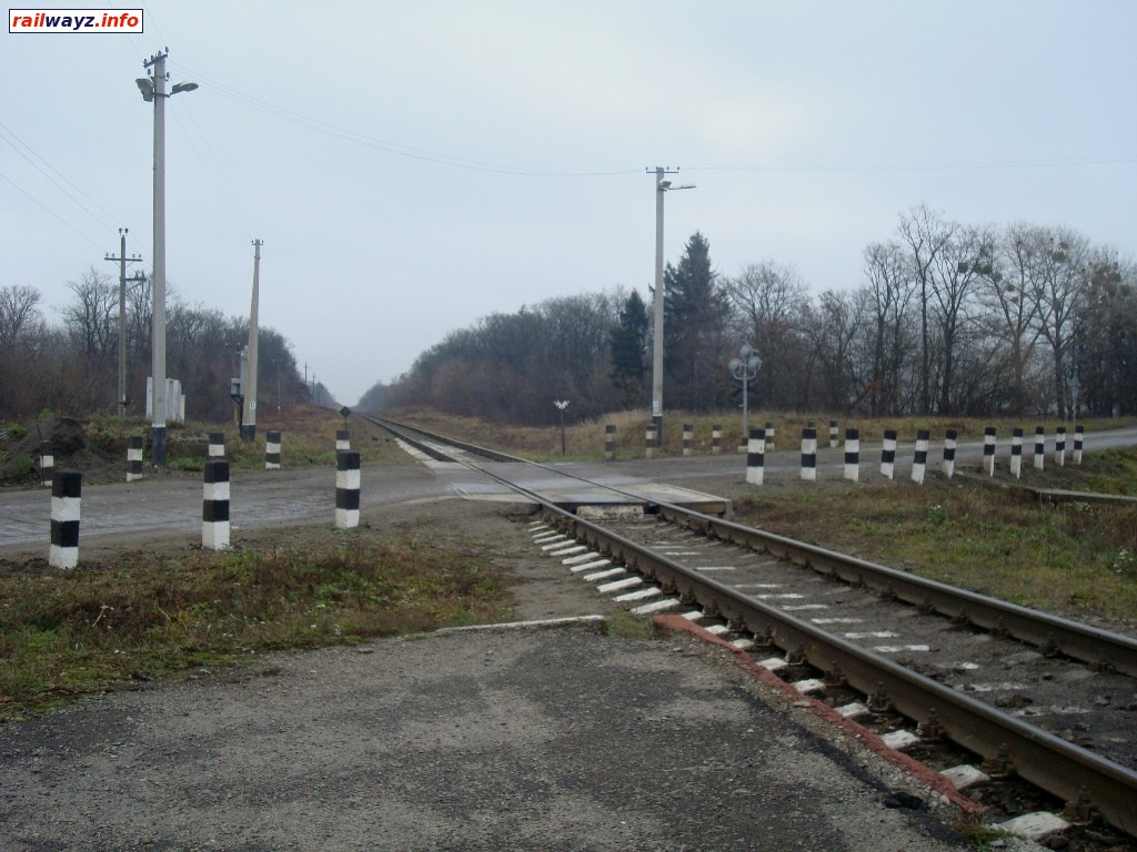 Линия Шепетовка - Гречаны.  Железнодорожный переезд возле остановочного пункта Кузьмин