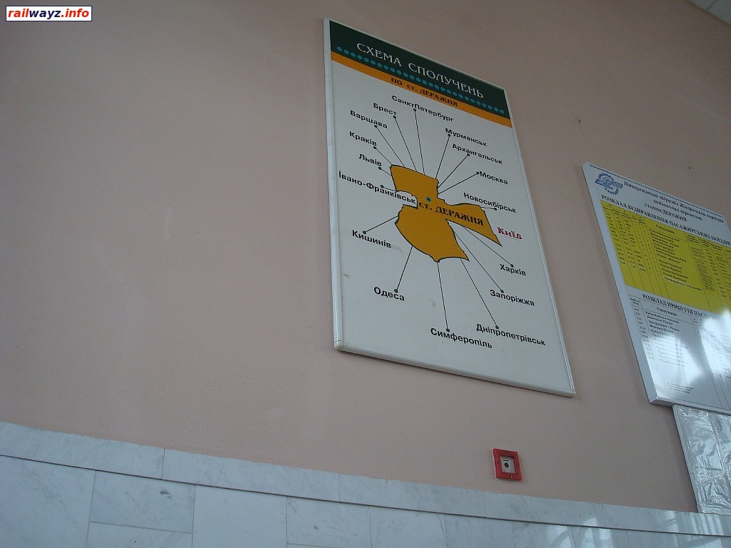 Схема маршрутов поездов на станции Деражня