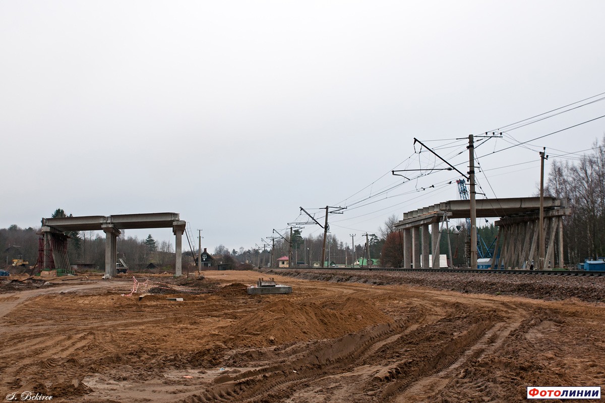 Строительство станции Лосево I. Вид в сторону ст. Приозерск