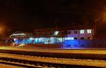 станция Беларусь: Пассажирское здание, вид ночью