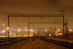 станция Ждановичи: Вид горловины станции в сторону Минска-Северного ночью
