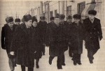 Министр путей сообщения СССР Конорев и сопровождающие его лица в Минском вагонном депо