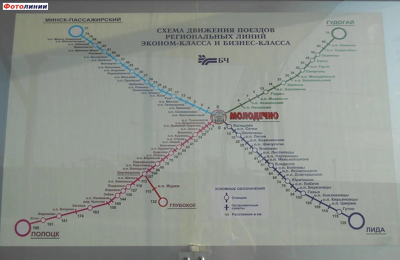 Схема движения пригородных поездов