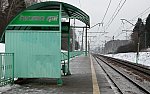 о.п. Пионерская: Пассажирский павильон на платформе № 1. Вид в сторону Москвы