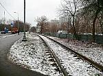 станция Серебряный Бор: Подъездной путь к Курчатовскому институту, вид с ул. Берзарина в сторону пассажирских путей