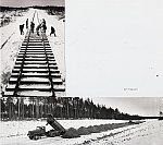 Строится железнодорожная ветка Кочкома - Ледмозеро. Снимок сделан в районе Чёрного Порога. Середина 1990-х гг.