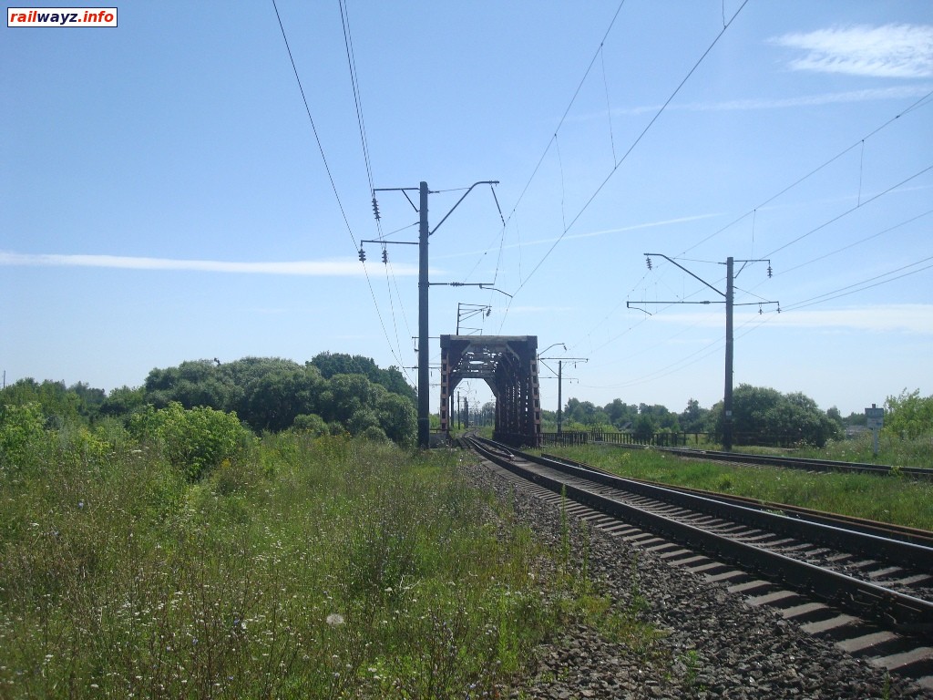 Мост через реку Хомора. Линия Шепетовка - Казатин. Перегон Полонное - Понинка, Юго-Западная ж.д. Вид в сторону Понинки