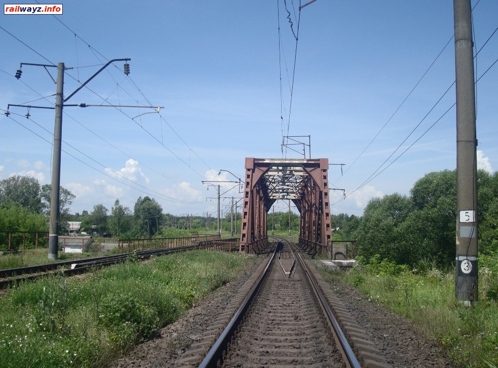 Мост через реку Хомора. Линия Шепетовка - Казатин. Перегон Полонное - Понинка, Юго-Западная ж.д. Вид в сторону Полонного