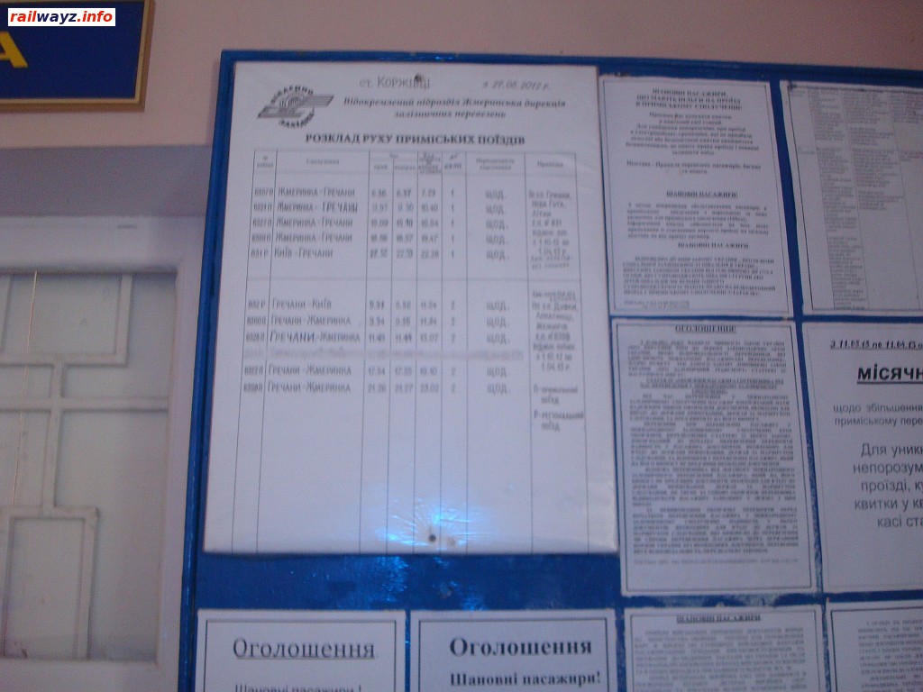 Расписание поездов на станции Коржевцы