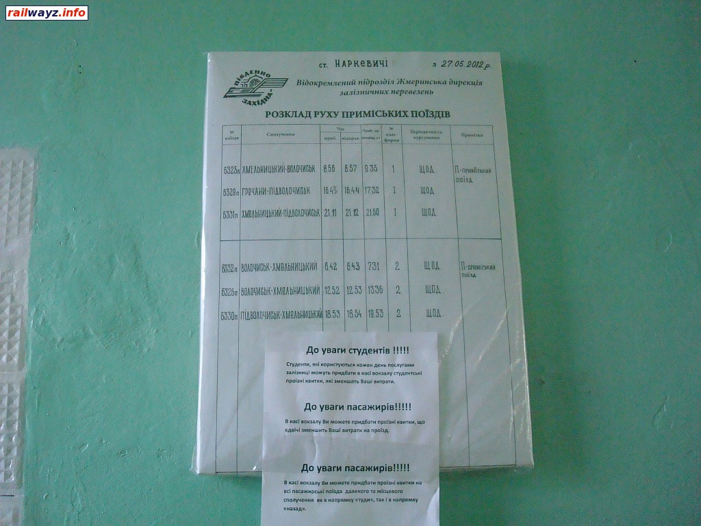 Расписание поездов на станции Наркевичи