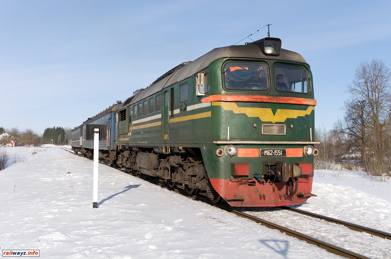 Тепловоз М62-1551 с поездом Лынтупы - Крулевщизна