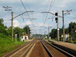 Чётные входные светофоры Pp и P из Саласпилса и знак "Граница станции"