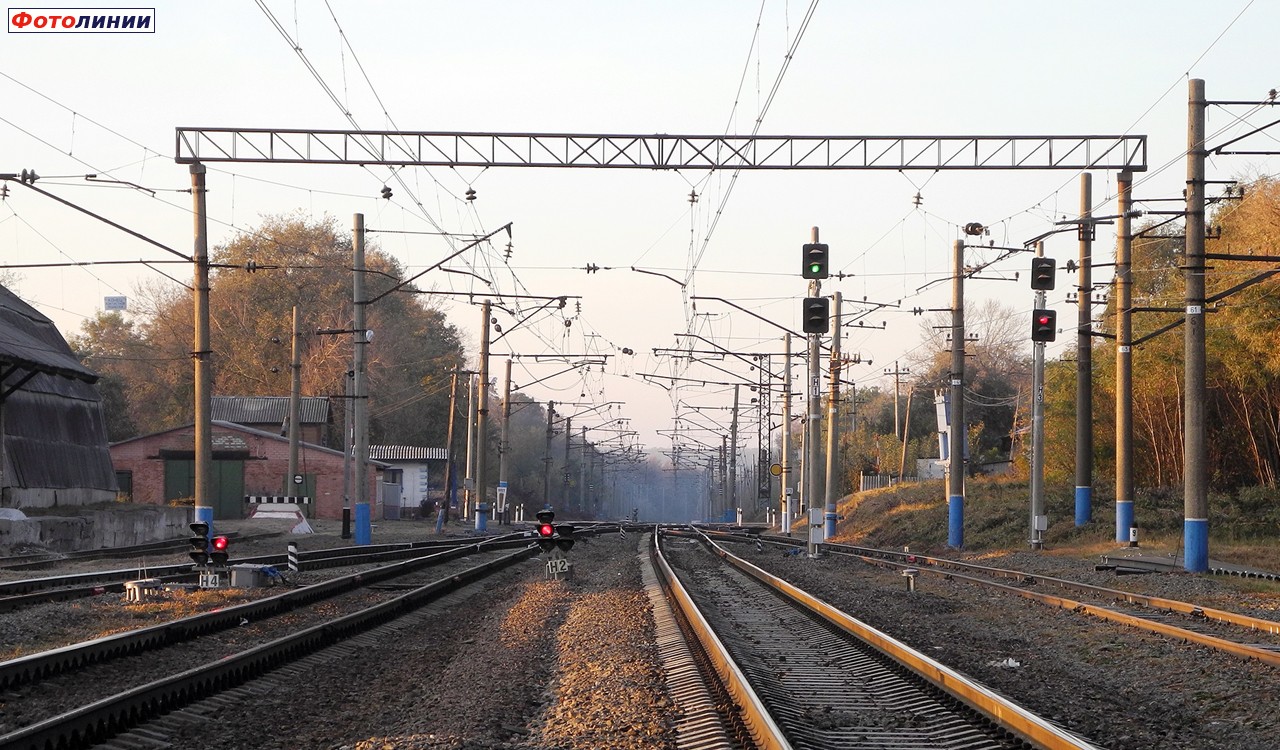 Выходные светофоры Н4, Н2, Н1, Н3 (вид в сторону Белгорода)