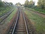 станция Лохвица: Северовосточная горловина с Гадячского(нечётного) пути: вид на станцию и Ромодан