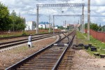 станция Минск-Южный: Диспетческие съезды в чётной горловине, вид в сторону ст. Минск-Пасс