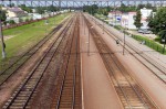 станция Пуховичи: Вид в сторону Минска с пешеходного моста