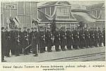станция Турмантас: Члены Железнодорожной Военной Подготовки, построенные перед пассажирским зданием
