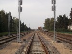 станция Казлу-Руда: Вид на пути станции с переезда ул. М. К. Чюрлёнё
