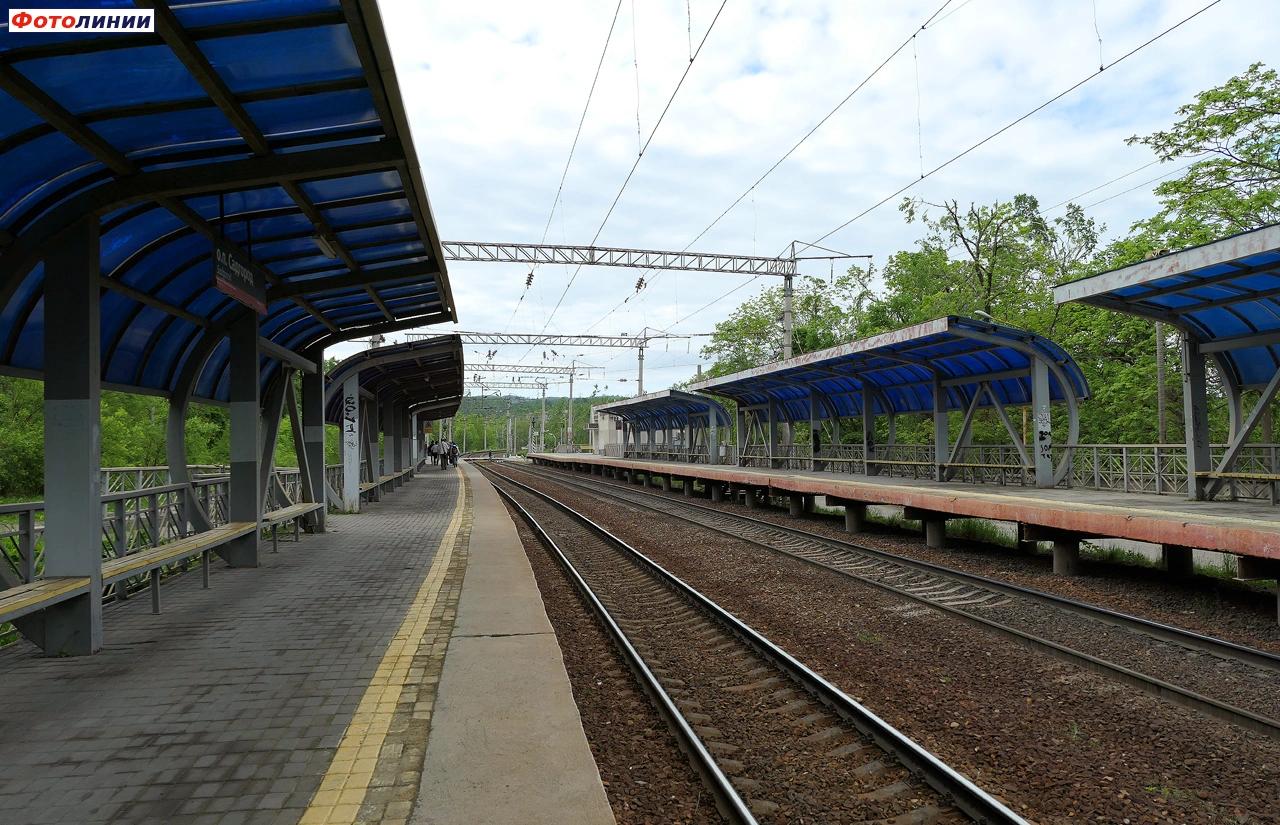 Навесы на платформах, вид в сторону Владивостока с платформы № 1