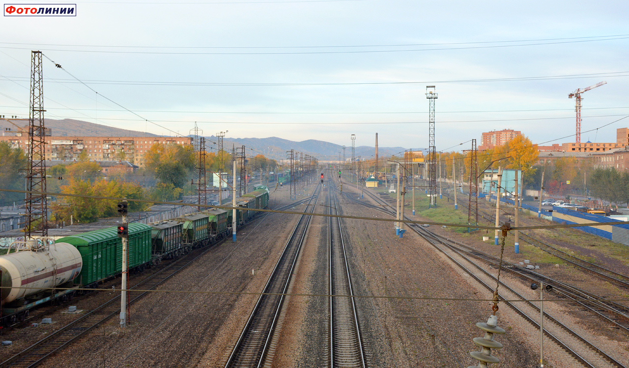 Вид с западного пешеходного моста сторону Красноярска