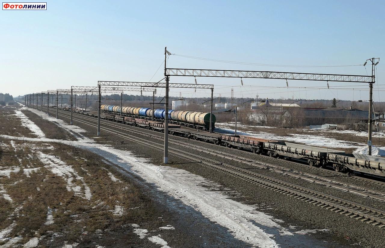 Вид с пешеходного моста в сторону Барнаула