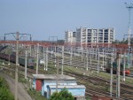 станция Дарница: Общий вид на станцию в сторону Нежина и Гребёнки с моста на Харьковском шоссе