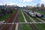 станция Борщаговка-Техническая: Вид с пешеходного моста в сторону Борщаговки