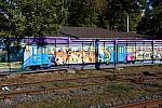 станция Немешаево: Граффити с электропоездом на заборе станции