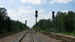 станция Нахов: Выходные светофоры Н2, Н1, Н3, вид в сторону Голевиц