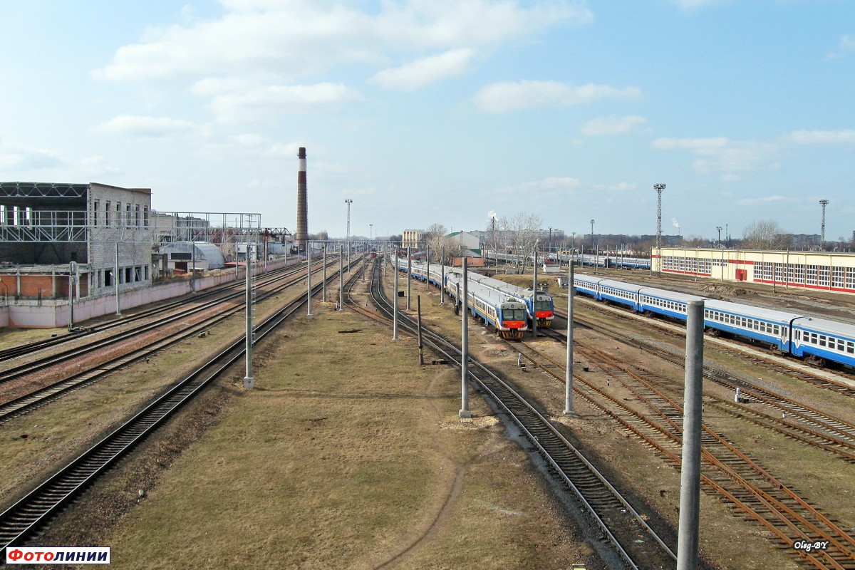 Общий вид на станцию и локомотивное депо (ТЧ-8 Гомель)