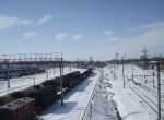 станция Гречаны: Вид на станцию после снежной бури в сторону Тернополя