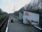 о.п. Красовка: Пассажирский павильон и платформа, вид в сторону Антонин