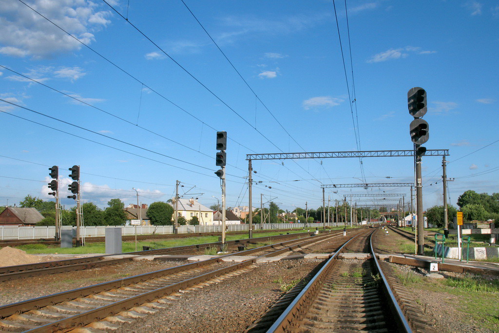 Входные светофоры НВ, НЛ, НС и Н и табличка "Граница станции"