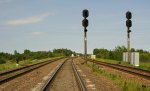 станция Русино: Входные светофоры ЧС, ЧЛ и ЧД со стороны Лунинца
