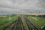 станция Вадул-Сирет: Общий вид пассажирского и грузового парков со стороны Глубокой-Буковинской
