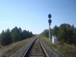 станция Сельцо: Входной светофор Н со стороны Кривина. Вид в сторону Хмельницкой АЭС