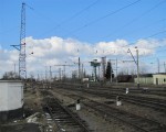 станция Чоп: Вид в сторону Захони (Венгрия, отклонение влево) и ст. Чиерна-над-Тисоу (Словакия)