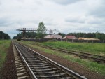 станция Воничи: Козловой кран и подъездной путь нижнего склада "Воничи" Кличевского лесхоза