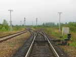 станция Дно: Ответвление соединительной ветки (№ 100) с витебского хода на псковский (вид со стороны Витебска)