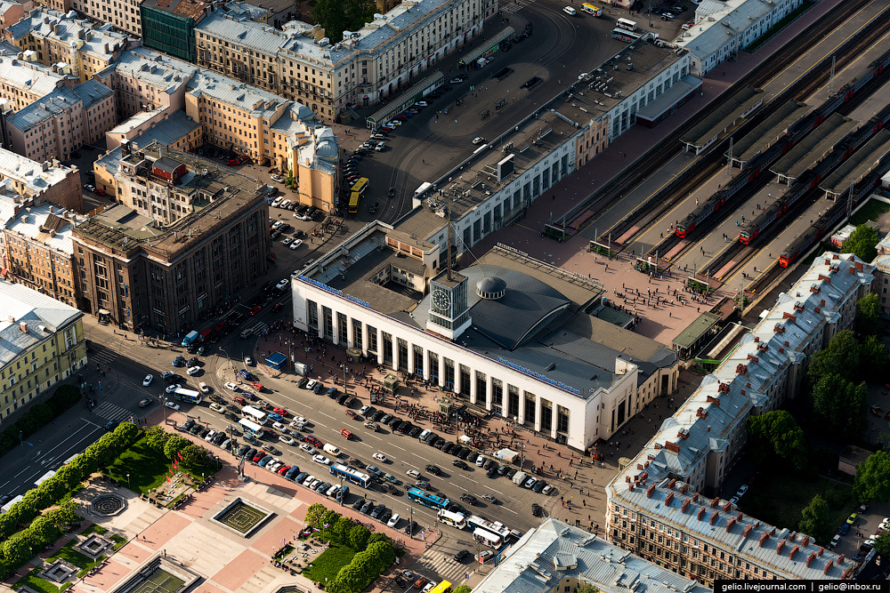 Финляндский вокзал, вид сверху