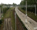 станция Новая Деревня: Вид на станцию с Коломяжского путепровода в сторону Лахты