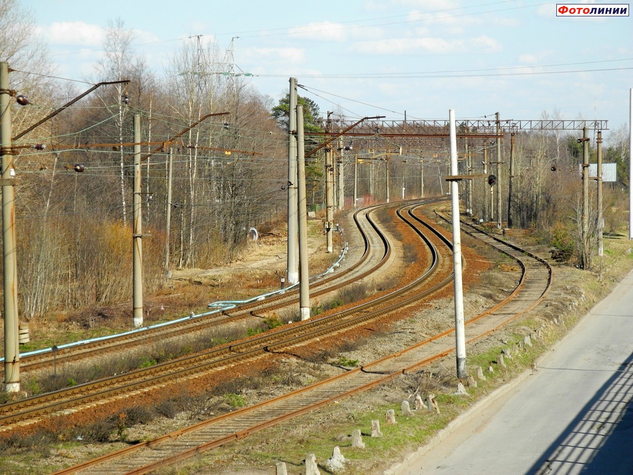 Вид в сторону грузовой части станции с Приморского шоссе со стороны Сестрорецка
