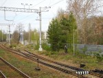 станция Сестрорецк: Вид на подъездной путь (ныне разобранный) в сторону Сестрорецкого инструментального завода