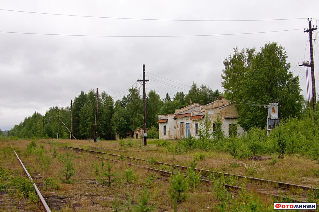 Вид в сторону ст. Ледмозеро и заброшенный вокзал