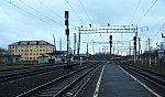 станция Беломорск: Выходные светофоры Н3А, Н2А и Н1А в южной горловине станции