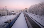 станция Мурманск: Вид пассажирского парка на север