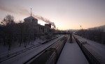 станция Мурманск: Вид пассажирского парка на юг