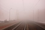 о.п. Роща: Платформа барановичского направления в тумане